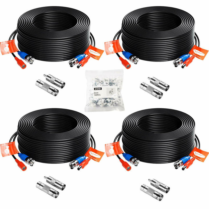 45M 150ft All-in-One Video Power Cables,BNC Extension Surveillance Camera Cables Zosi