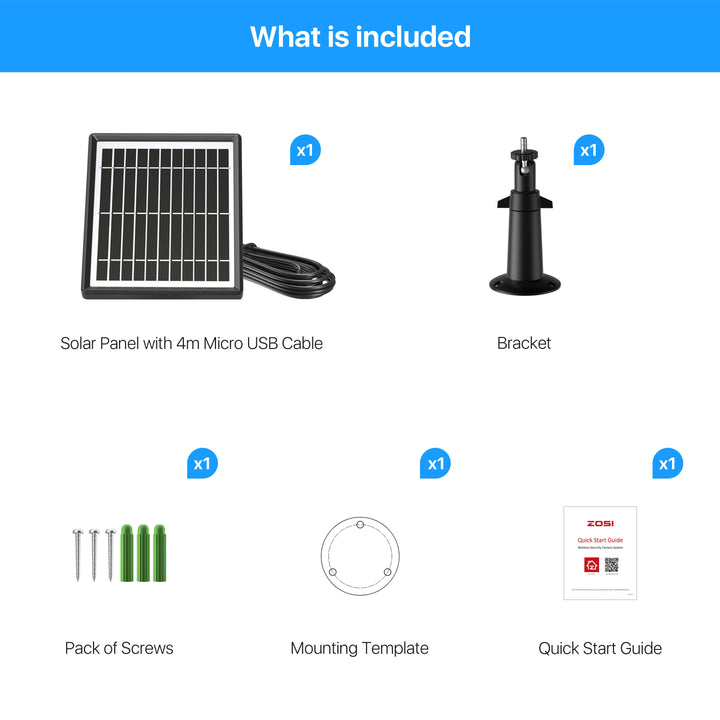 C1 Solar Panel,Solar Battery Charger,Waterproof IP66,Non-Stop Charging,Flexible Mounting Bracket Zosi