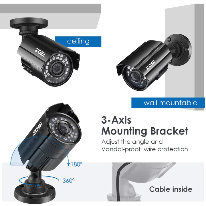 C211 2pack/4pack 1080P Bullet Security Cameras + 60ft BNC (ZG2112B) Zosi