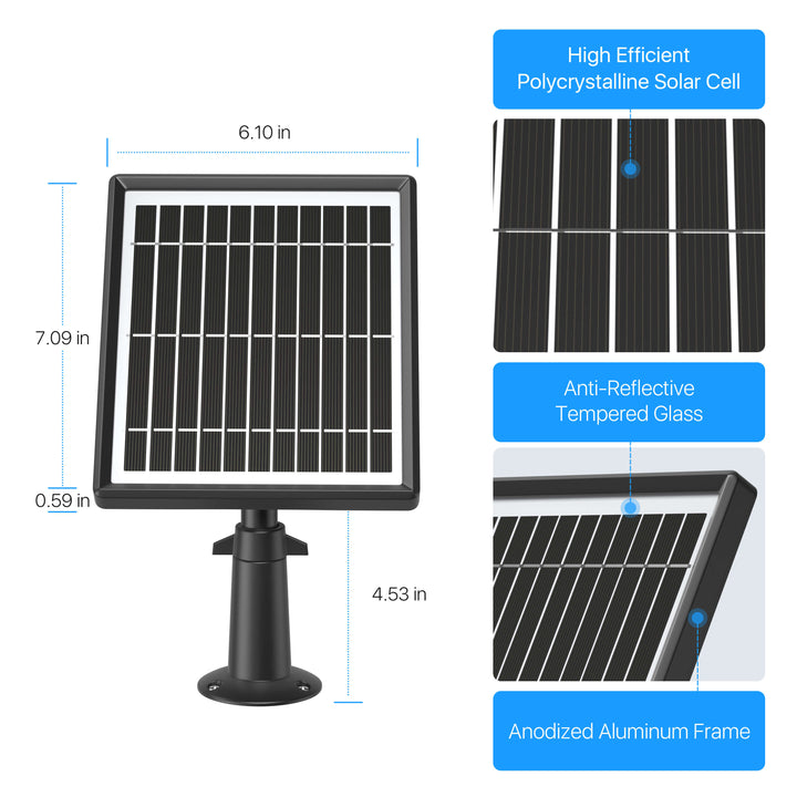 C1 Solar Panel,Solar Battery Charger,Waterproof IP66,Non-Stop Charging,Flexible Mounting Bracket Zosi